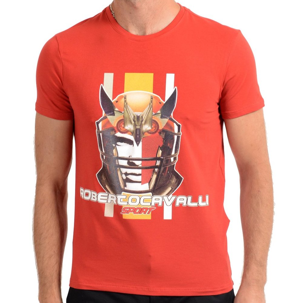 Roberto Cavalli "SPORT" Men's Red Stretch T-Shirt